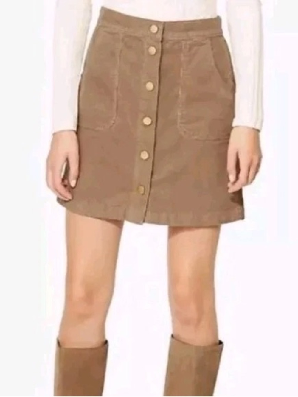 Tory Burch Brown Button-Front Mini Skirt